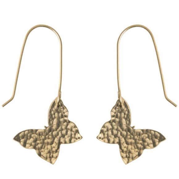 Handmade Hammered Butterfly Earrings - Picture 2 of 3